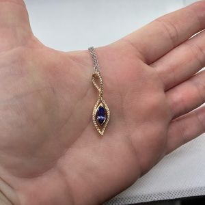 14kt gold and diamond tanzanite 16” necklace